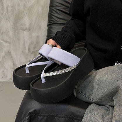 PU Platform High Heels(6-8cm)Rubber Slippers