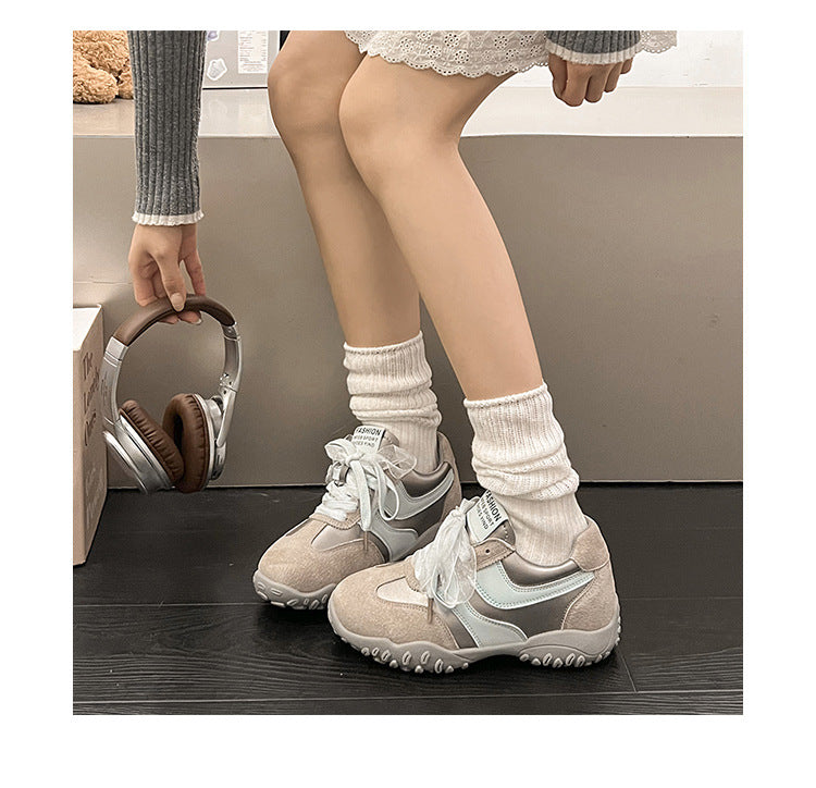 2025Spring New Non-Slip Color Block Sports Jogging Shoes for Women Comfortable Casual Breathable White Running Shoes