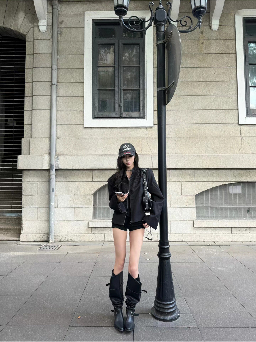 Korean Style Large Tube Pile Boots for Women with Chunky Heels, Over-the-Knee Boots2024Autumn Belt Buckle Western Boots Fashion Long Boots