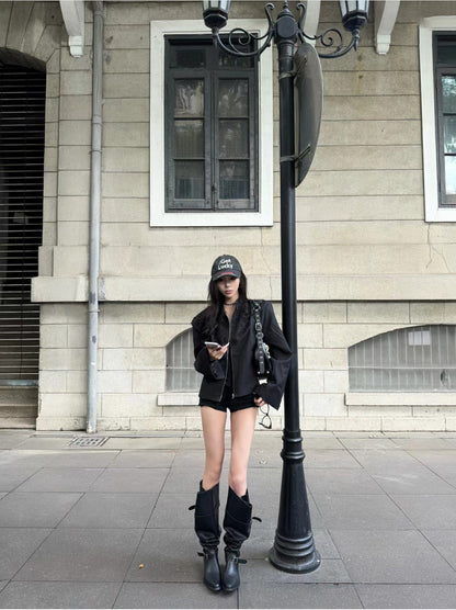 Korean Style Large Tube Pile Boots for Women with Chunky Heels, Over-the-Knee Boots2024Autumn Belt Buckle Western Boots Fashion Long Boots