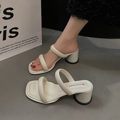 Chunky High Heels(6-8cm)Rubber Slippers PU