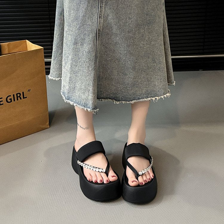 PU Platform High Heels(6-8cm)Rubber Slippers