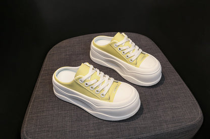 Rubber Closed-Toe Mid-Heel Slippers(3-5cm)Muffin Bottom PU