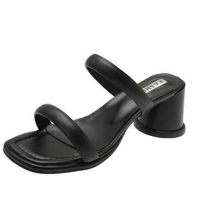 Chunky High Heels(6-8cm)Rubber Slippers PU