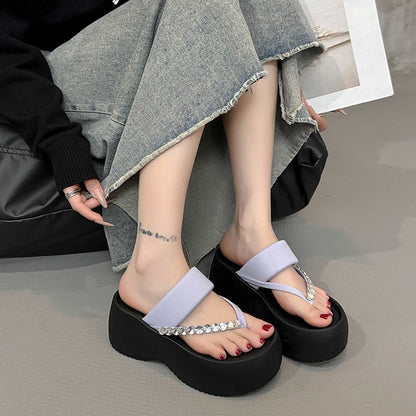 PU Platform High Heels(6-8cm)Rubber Slippers