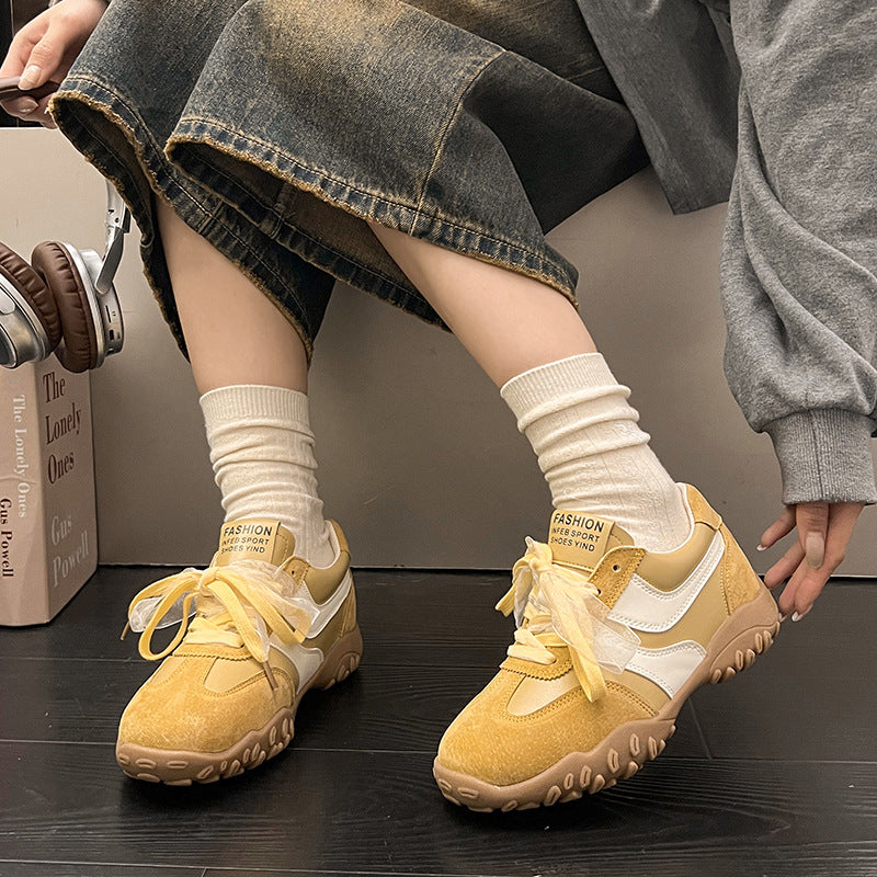 2025Spring New Non-Slip Color Block Sports Jogging Shoes for Women Comfortable Casual Breathable White Running Shoes