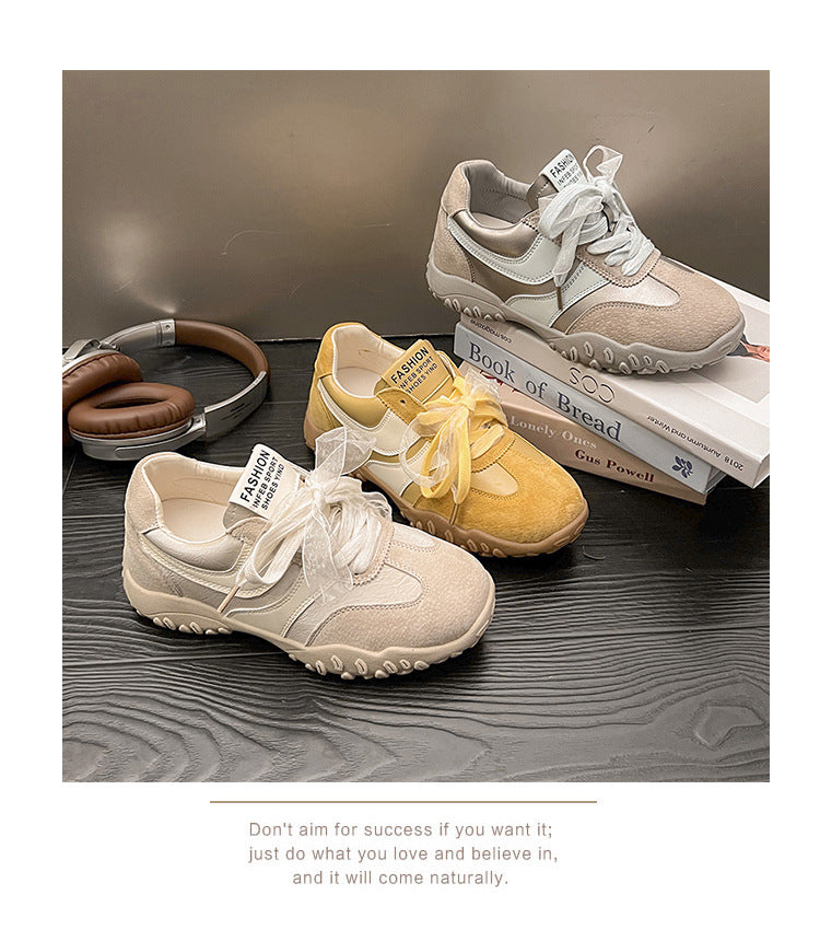 2025Spring New Non-Slip Color Block Sports Jogging Shoes for Women Comfortable Casual Breathable White Running Shoes