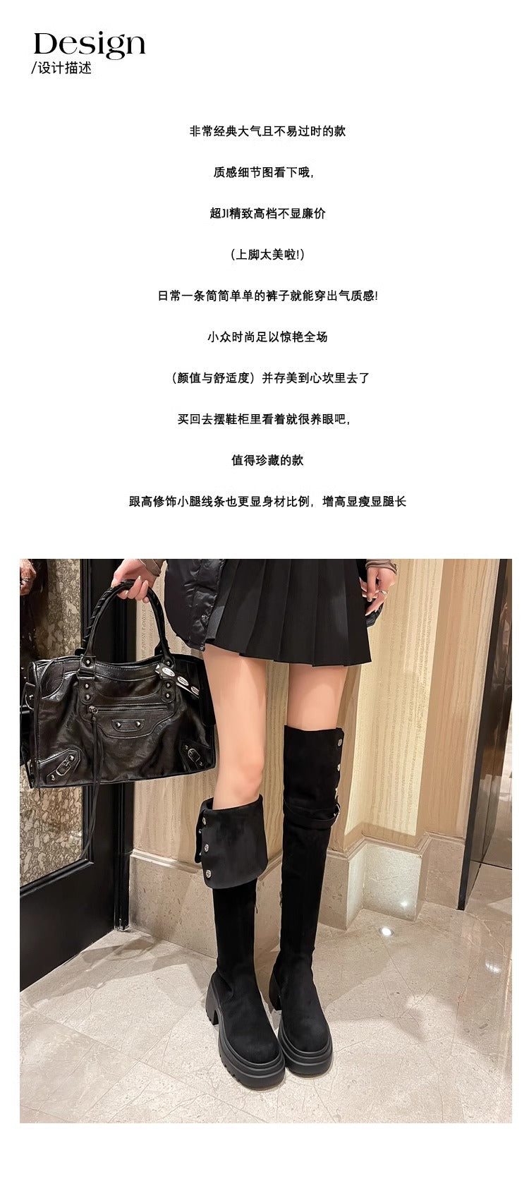 2025New Retro Small Western Boots for Women, Autumn and Winter Fleece-Lined Over-the-Knee Long Boots, Brown Long Boots, Riding Boots