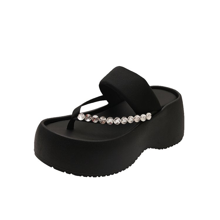 PU Platform High Heels(6-8cm)Rubber Slippers