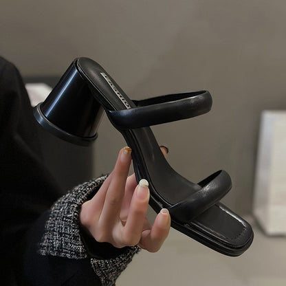 Chunky High Heels(6-8cm)Rubber Slippers PU