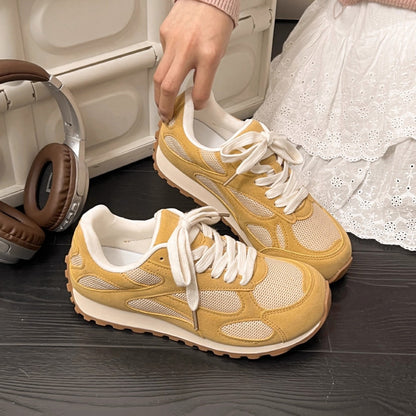 2025Spring New Women's Jogging Shoes Versatile Comfortable Flat Lace-up Shoes Fashion Trendy Casual Sneakers