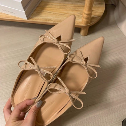 Flat Rubber PU Closed-Toe Low Heel Slippers(1-3cm)
