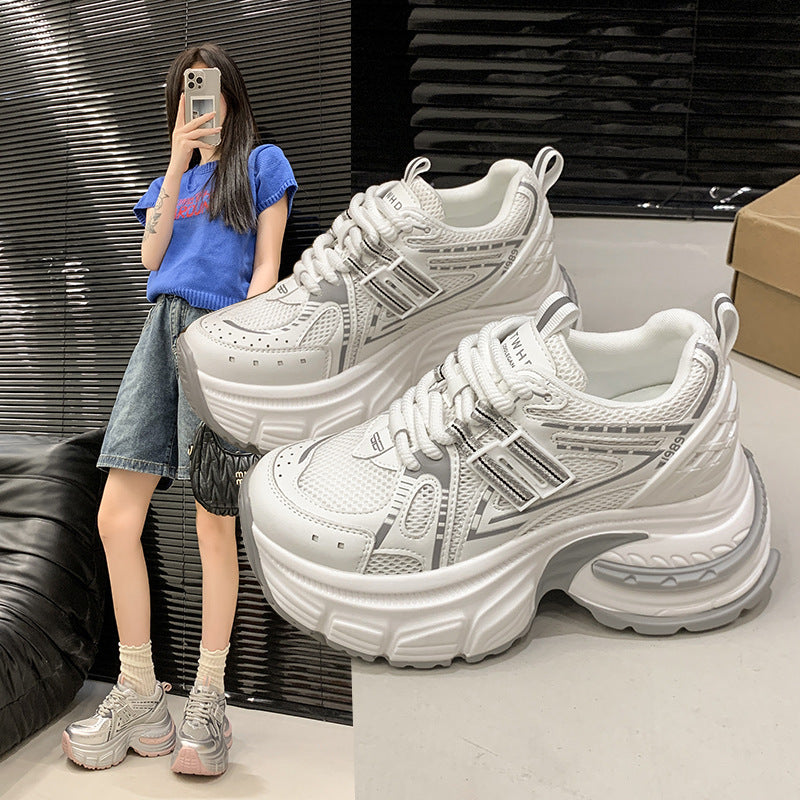 2025Spring New Style Thick-Soled Platform Dad Shoes for Women, Slimming Sneakers, Casual Sports Shoes for Petite Women, Height Increasing