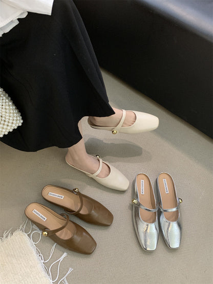 Flat Closed-Toe Half Slippers for Women Soft Sole2025French-style Sandals for Outdoor Wear, Super Popular Evening Breeze Niche Single Shoes
