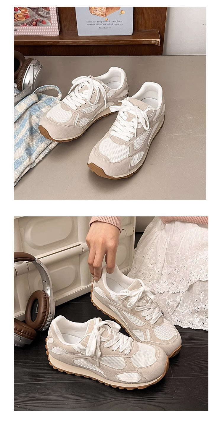 2025Spring New Women's Jogging Shoes Versatile Comfortable Flat Lace-up Shoes Fashion Trendy Casual Sneakers
