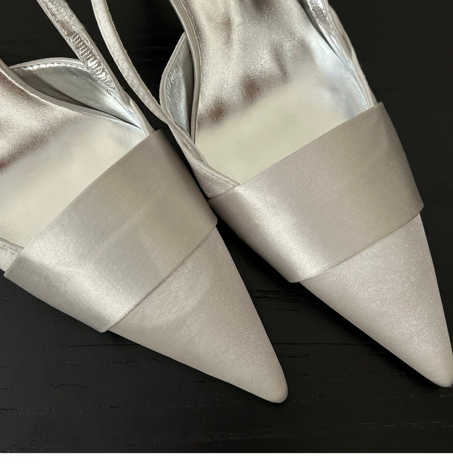 Cool and sophisticated！Pointed Toe silver Satin Sandals for Women, Closed Toe, Open Back, Stiletto High Heels2025