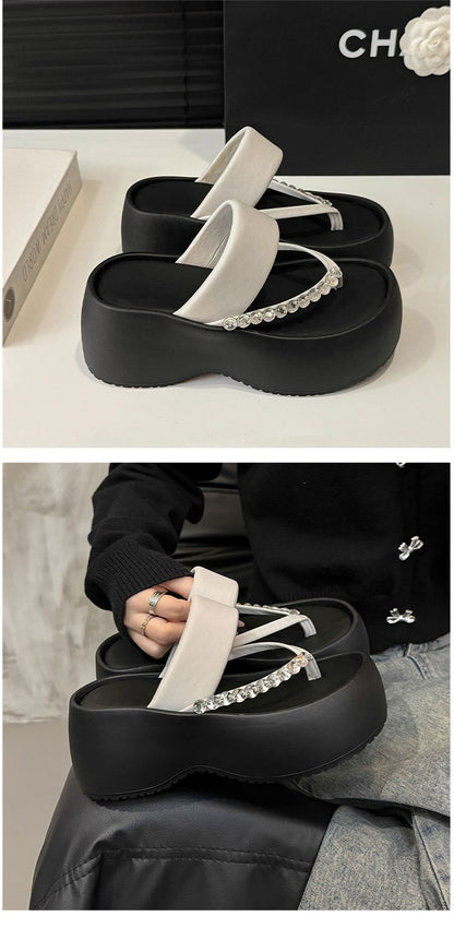 PU Platform High Heels(6-8cm)Rubber Slippers