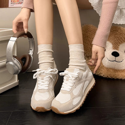 2025Spring New Women's Jogging Shoes Versatile Comfortable Flat Lace-up Shoes Fashion Trendy Casual Sneakers