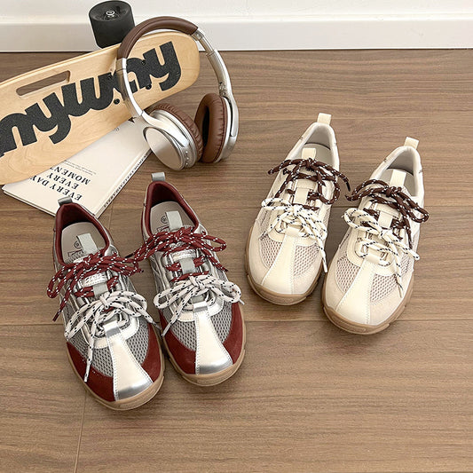2025New Retro Jogging Shoes for Women, Casual Sports Shoes, Student Shoes, Color Block Single Shoes for Women