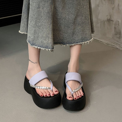 PU Platform High Heels(6-8cm)Rubber Slippers