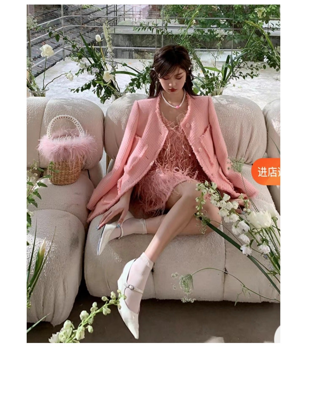 Yi Mengling Same Style2023Shoe Fairy Shoes to Match Dress Rich Lady Shoes Wedge White Single Shoes Pointed Toe Maggie Jane