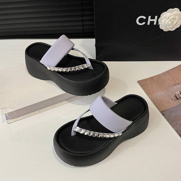 PU Platform High Heels(6-8cm)Rubber Slippers