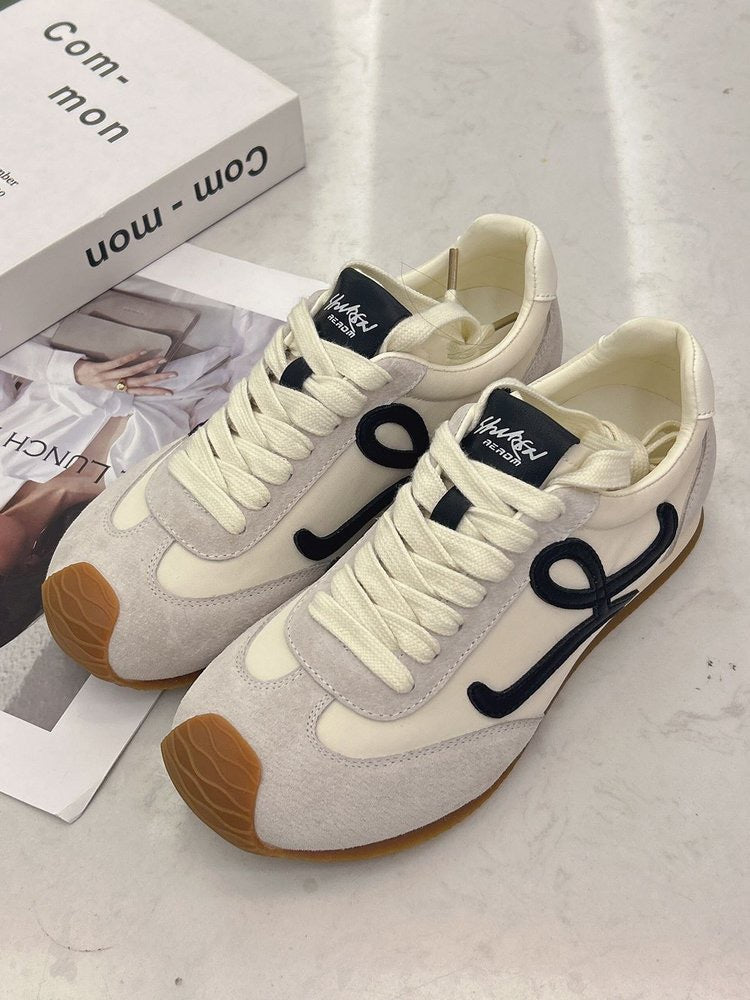 2025Spring and Autumn Cute Asymmetric Big Toe Lace-up Casual Sneakers for Women