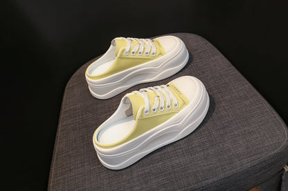 Rubber Closed-Toe Mid-Heel Slippers(3-5cm)Muffin Bottom PU