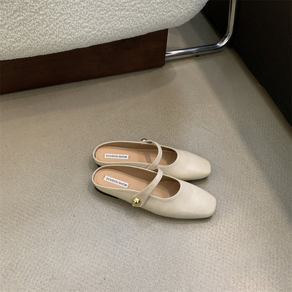Flat Closed-Toe Half Slippers for Women Soft Sole2025French-style Sandals for Outdoor Wear, Super Popular Evening Breeze Niche Single Shoes