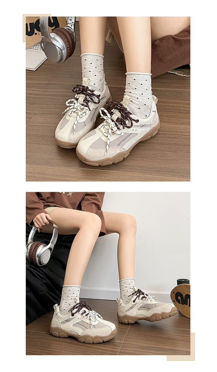 2025New Retro Jogging Shoes for Women, Casual Sports Shoes, Student Shoes, Color Block Single Shoes for Women