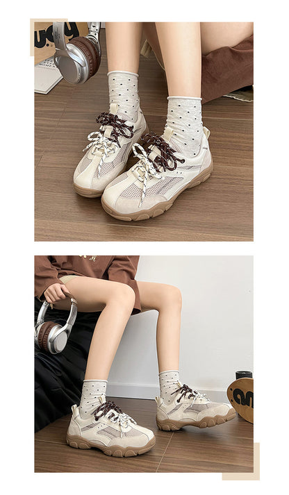 2025New Retro Jogging Shoes for Women, Casual Sports Shoes, Student Shoes, Color Block Single Shoes for Women