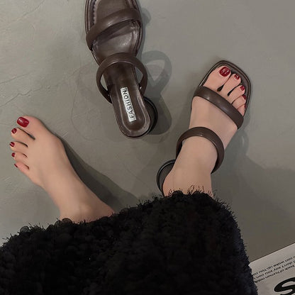 Chunky High Heels(6-8cm)Rubber Slippers PU