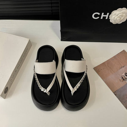 PU Platform High Heels(6-8cm)Rubber Slippers
