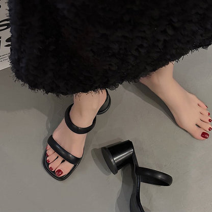 Chunky High Heels(6-8cm)Rubber Slippers PU