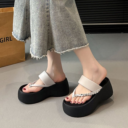PU Platform High Heels(6-8cm)Rubber Slippers