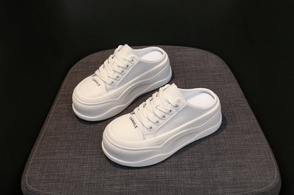 Rubber Closed-Toe Mid-Heel Slippers(3-5cm)Muffin Bottom PU