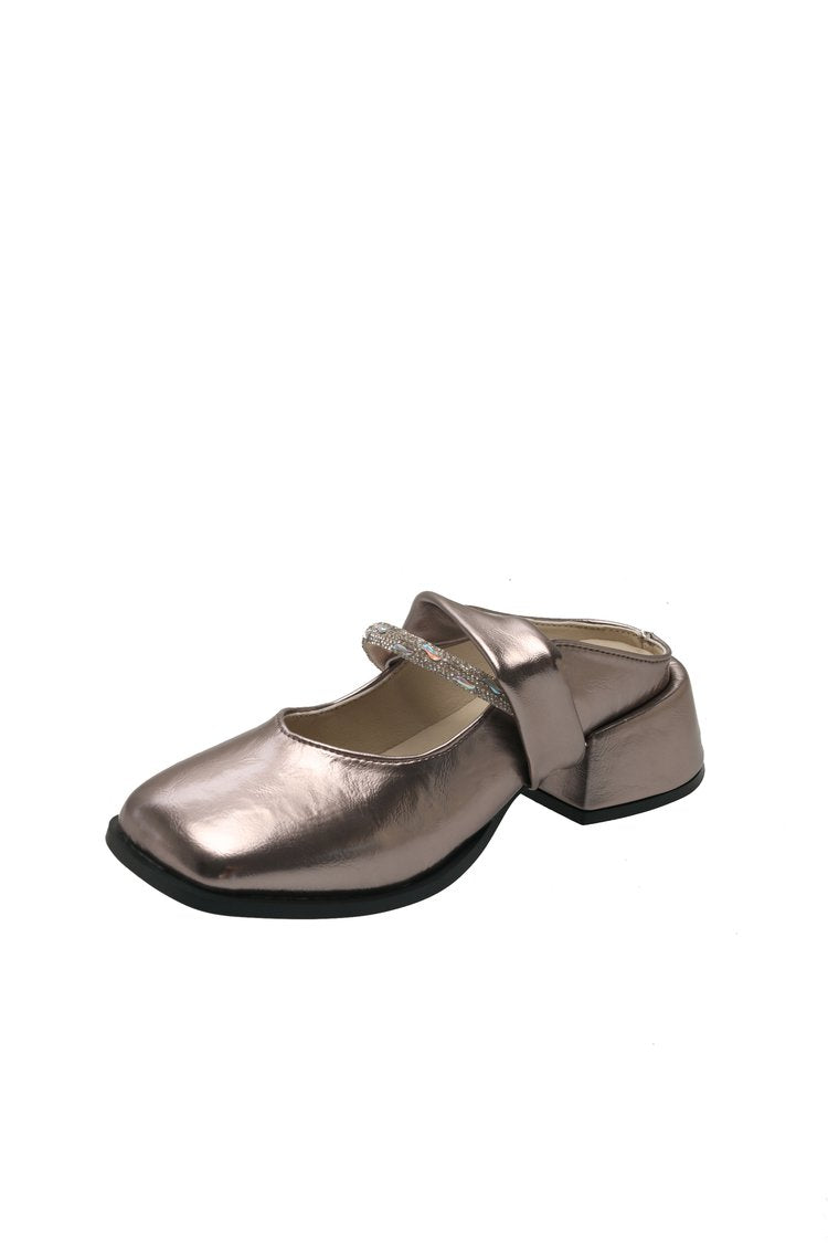 Middle Heel(3-5cm)Slippers PU Closed Toe Chunky Heel Rubber