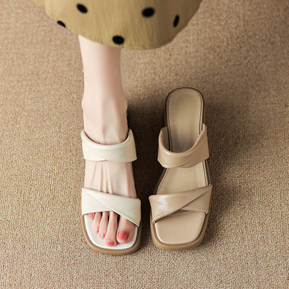 Women's Thick Heel Outdoor Sandals2025Summer New Thick-Soled One-Strap High-Heel Slippers Fairy Style Sandals