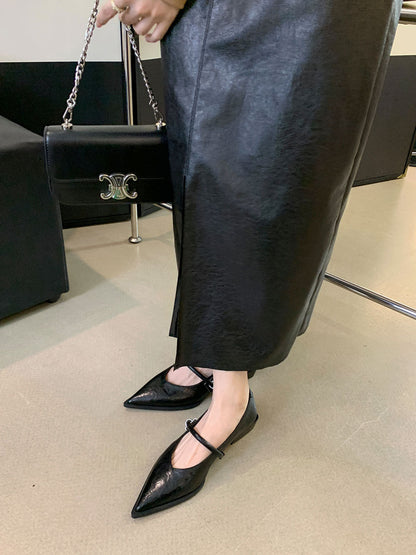 French Low Heel Shoes Small Fragrance Style Pointed Toe Single Shoes for Women2024Spring and Autumn New Mary Jane Women's Shoes Thick Heels