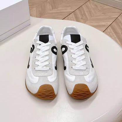 2025Luojia Spring Summer New Retro Flat Shoes Color Block Lace-up Ballet Sports Ugly Cute Shoes for Women