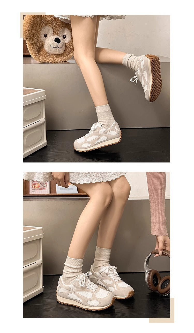 2025Spring New Women's Jogging Shoes Versatile Comfortable Flat Lace-up Shoes Fashion Trendy Casual Sneakers