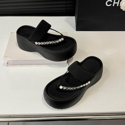 PU Platform High Heels(6-8cm)Rubber Slippers