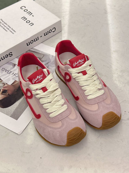 2025Spring and Autumn Cute Asymmetric Big Toe Lace-up Casual Sneakers for Women