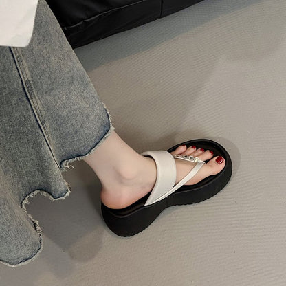 PU Platform High Heels(6-8cm)Rubber Slippers