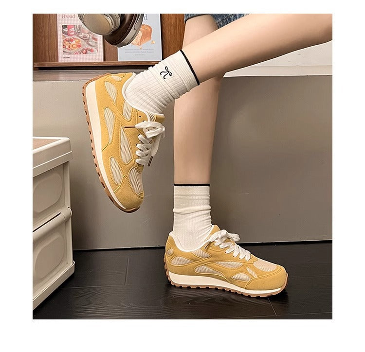 2025Spring New Women's Jogging Shoes Versatile Comfortable Flat Lace-up Shoes Fashion Trendy Casual Sneakers