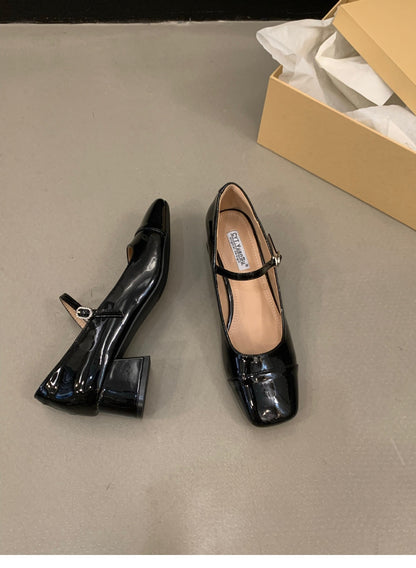 Women's Red Chunky Heel Shoes2023 New Summer Mid-High Heels silver Mary Jane Shoes for Dresses Evening Shoes