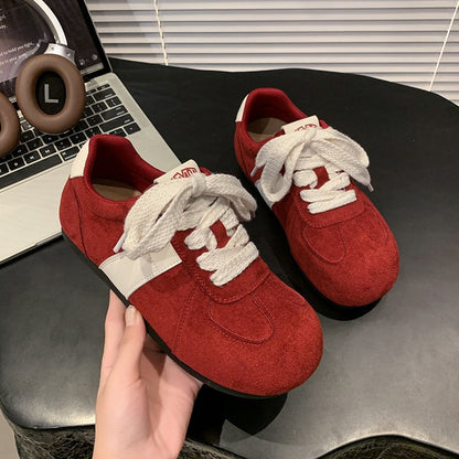 2025Autumn women's rubber sneakers with laces, low-top（Upper Height Less10cm)