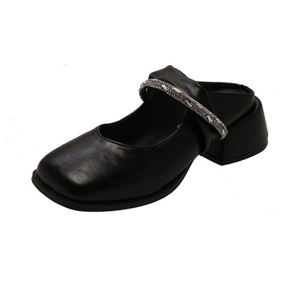 Middle Heel(3-5cm)Slippers PU Closed Toe Chunky Heel Rubber
