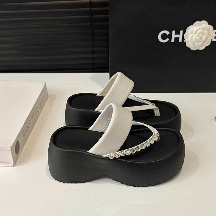 PU Platform High Heels(6-8cm)Rubber Slippers