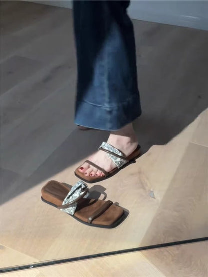 PUT Wedge Rubber Slippers Mid Heel